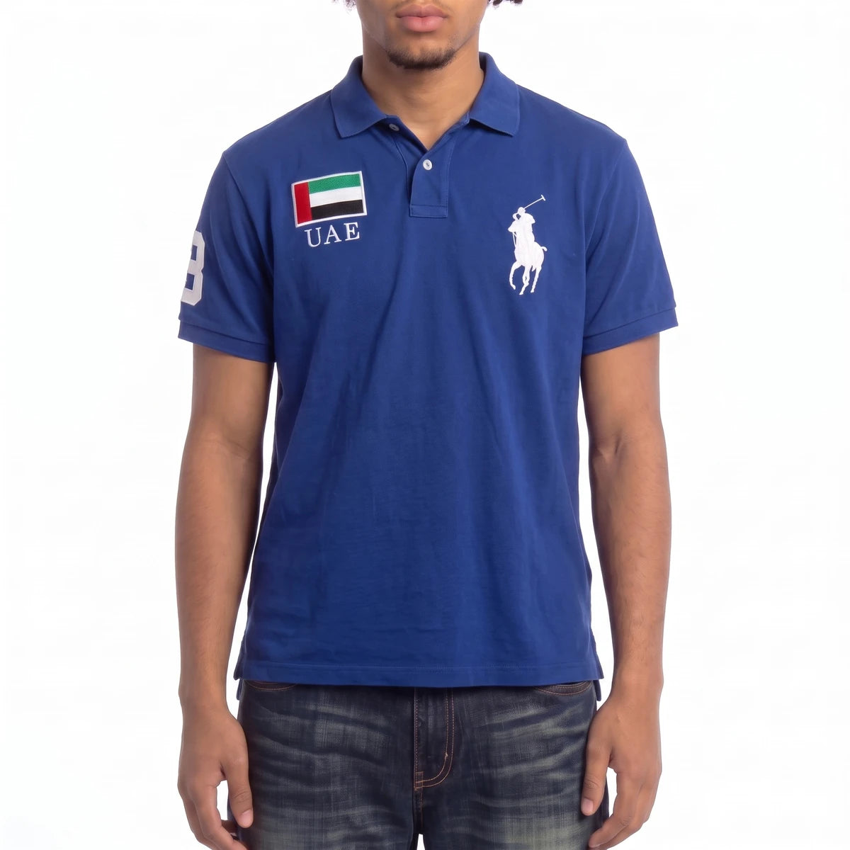 Ralph Lauren Polo Chief Keef Marineblau Weiß Herren Baumwolle – Tragefoto_1