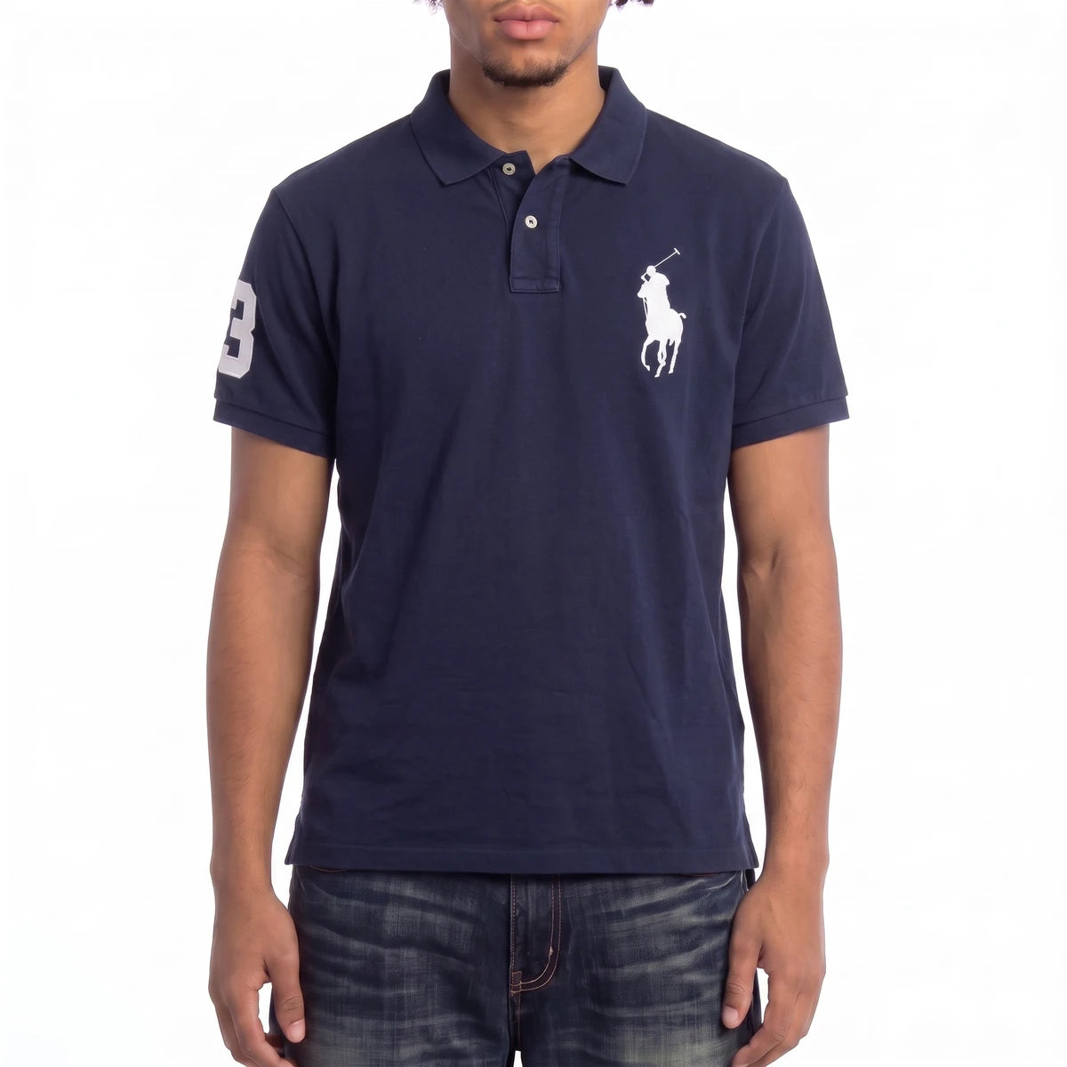 Ralph Lauren Polo Chief Keef Marineblau Weiß Herren Baumwolle – Tragefoto_1