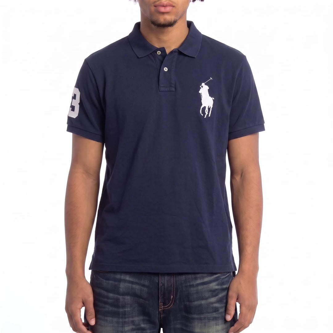 Ralph Lauren Polo Chief Keef Marineblau Weiß Herren Baumwolle – Tragefoto_1