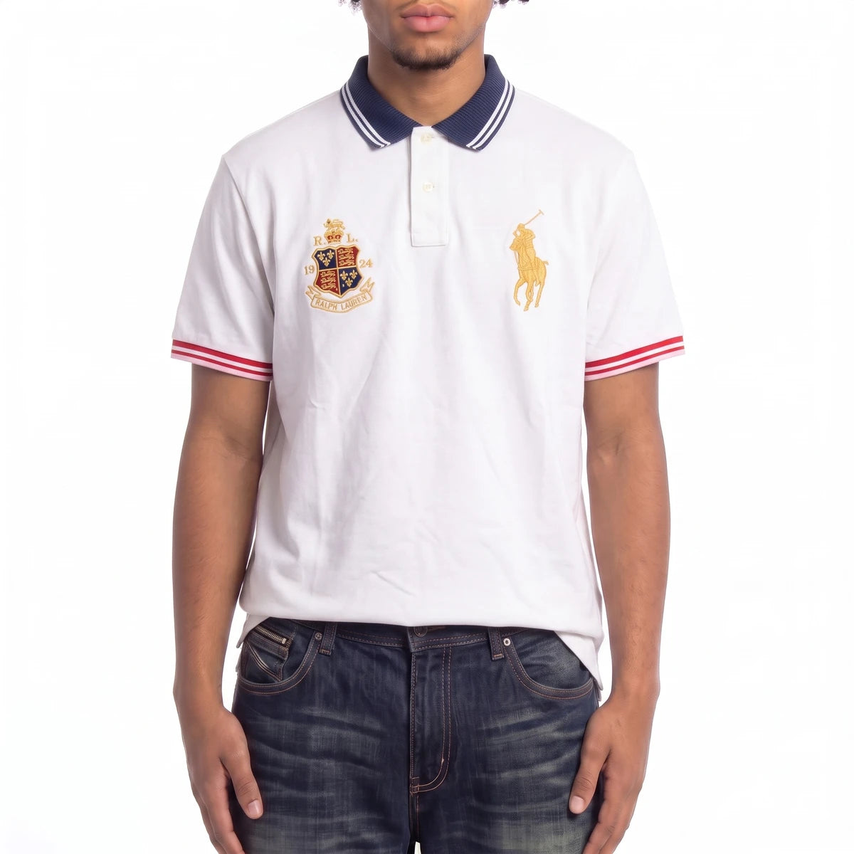 Ralph Lauren Polo Chief Keef Weiß Gold Herren Baumwolle – Tragefoto_1