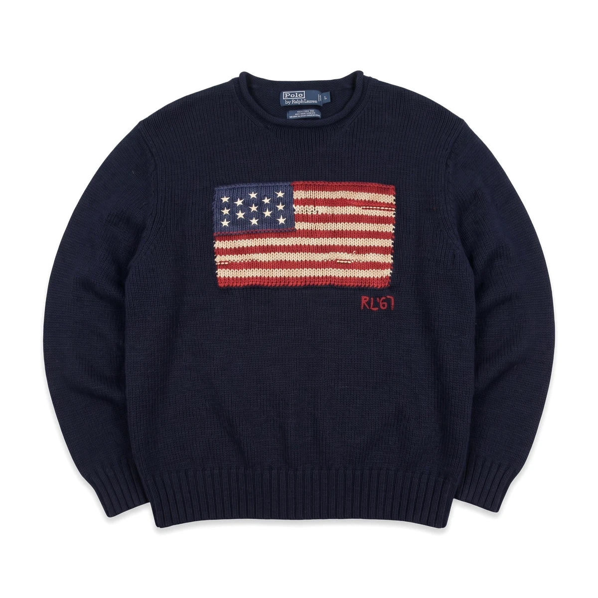 Ralph Lauren Sweater Knit Marineblau Rot Herren Baumwolle, Leinen, Seide – Vorderansicht