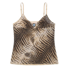 Roberto Cavalli Tanktop Designer Braun Beige Damen Nylon Elastan – Vorderansicht