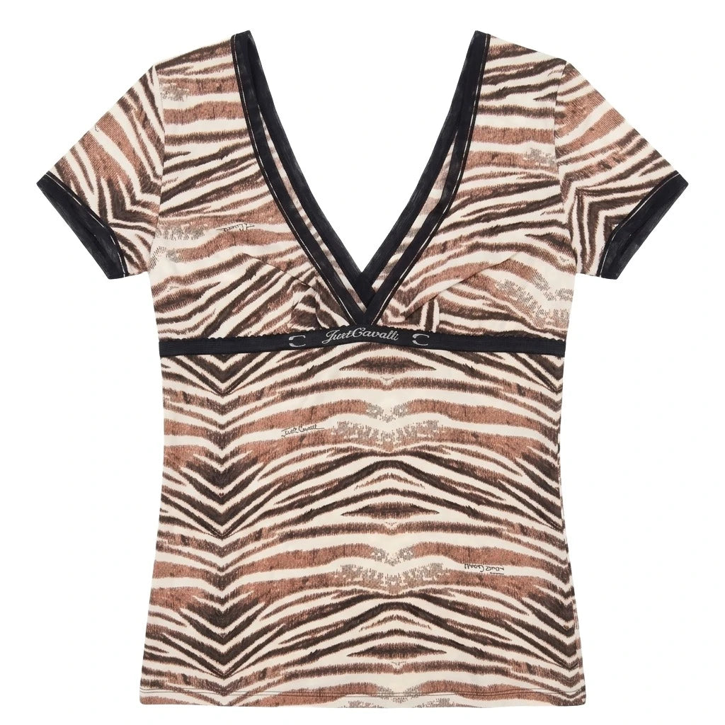 Roberto Cavalli Underwear Designer Braun Schwarz Damen Nylon Elastan – Vorderansicht
