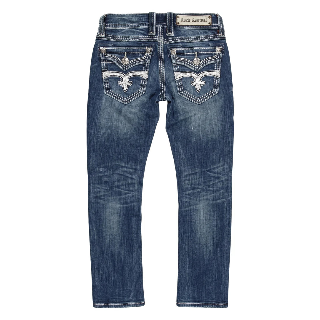 Rock Revival Jeans Skinny Blau Weiß Damen Baumwolle – Rückseite