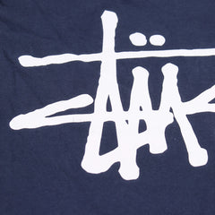 Stüssy T-Shirt Y2K Marineblau Weiß Herren Baumwolle – Nahaufnahme-2
