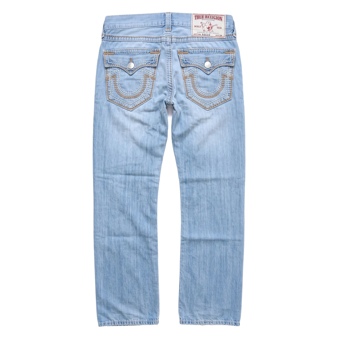 True Religion Jeans Straight Hellblau Blau Herren Baumwolle – Rückseite