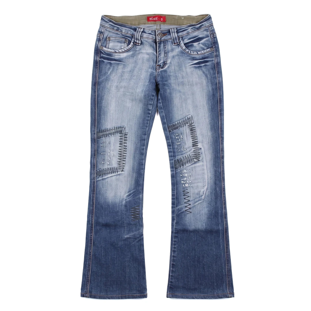 Vintage Dressing Jeans Flared Blau Damen Baumwolle – Vorderansicht