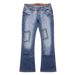 Vintage Dressing Jeans Flared Blau Damen Baumwolle – Vorderansicht