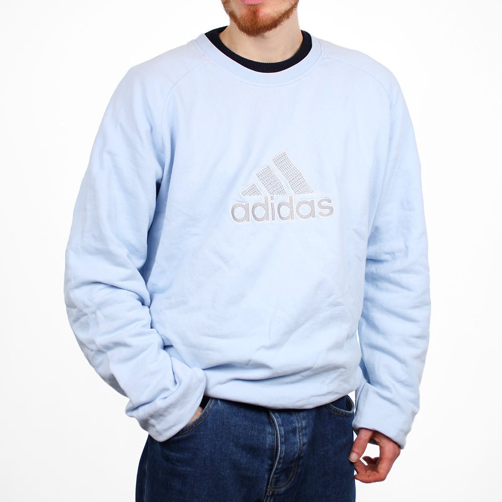 Adidas Vintage Embroid Sweater - Farbe: LightSkyBlue - Größe: XXL - VintageR2