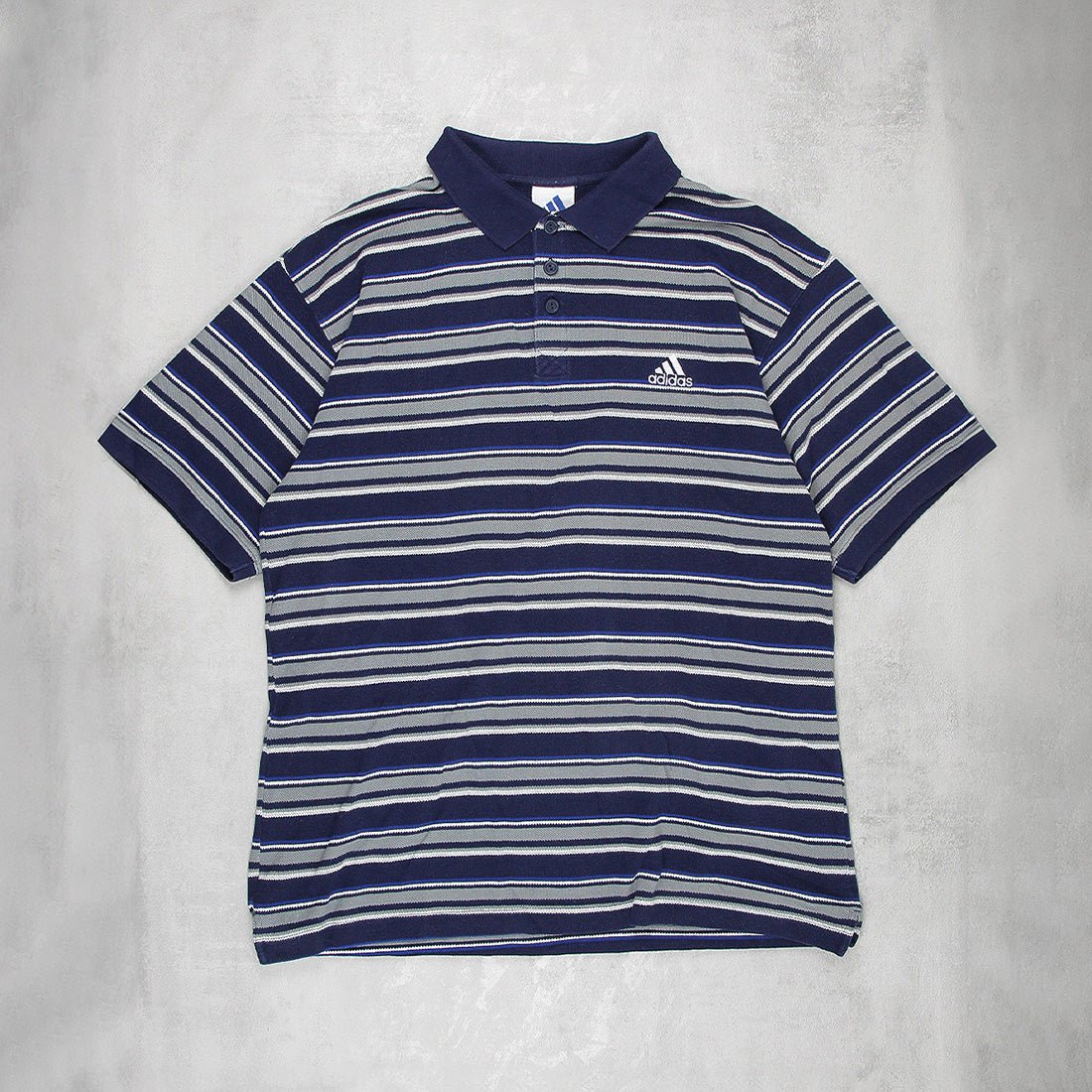 Adidas Vintage Gestreiftes Polo Shirt - Farbe: Navy - Größe: XXL - VintageR2