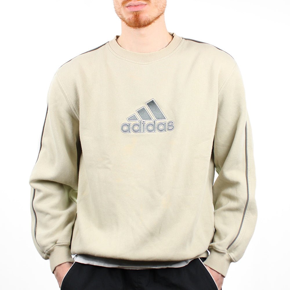 Adidas Vintage Spellout Pullover - Farbe: Beige - Größe: L - VintageR2