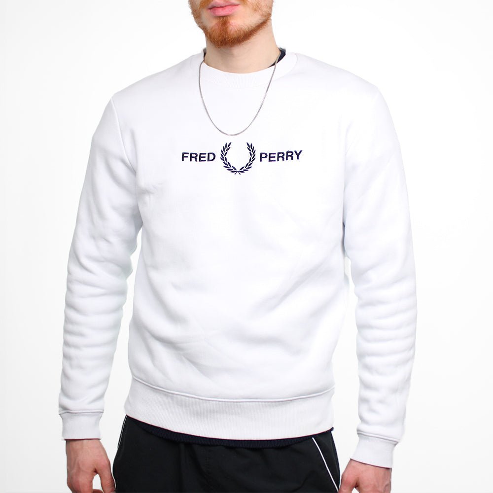 Fred Perry Crew Pullover - Farbe: White - Größe: M - VintageR2