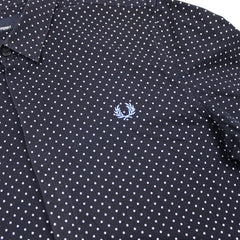 Fred Perry Oxford Hemd Gepunktet - Farbe: Navy - Größe: M - VintageR2