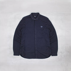 Fred Perry Oxford Hemd Gepunktet - Farbe: Navy - Größe: M - VintageR2