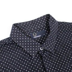 Fred Perry Oxford Hemd Gepunktet - Farbe: Navy - Größe: M - VintageR2