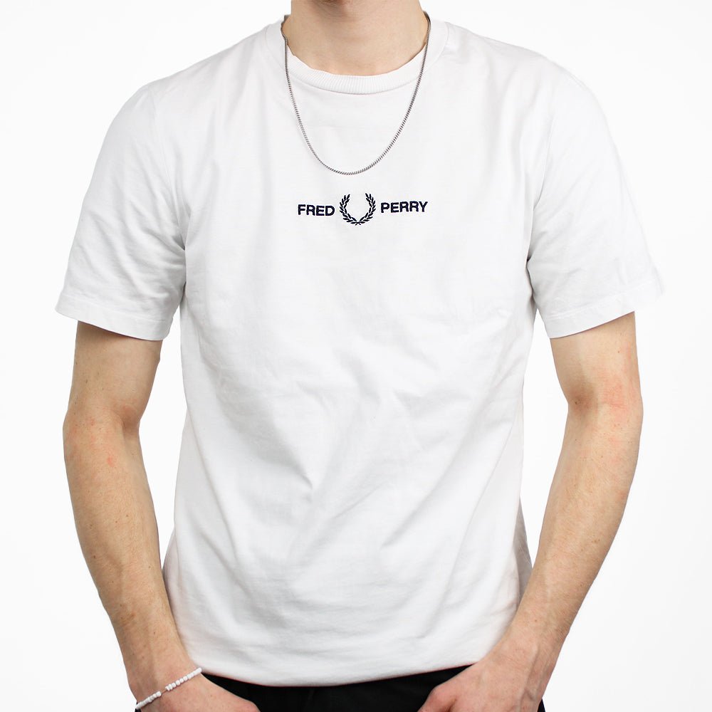 Fred Perry T - Shirt Sticklogo - Farbe: White - Größe: M - VintageR2