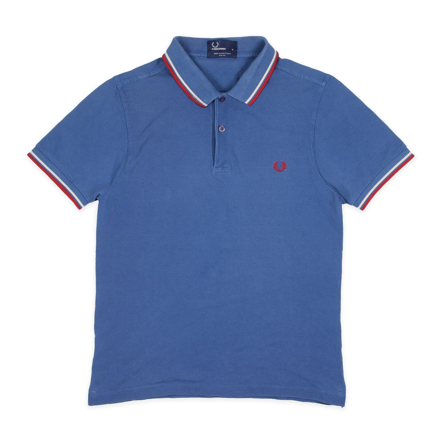 Fred Perry Vintage Polo in Blau Weiß Rot Größe S