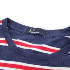 Fred Perry Vintage T-Shirt Gestreift - Farbe: Navy - Größe: L - VintageR2