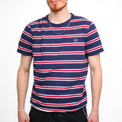 Fred Perry Vintage T-Shirt Gestreift - Farbe: Navy - Größe: L - VintageR2