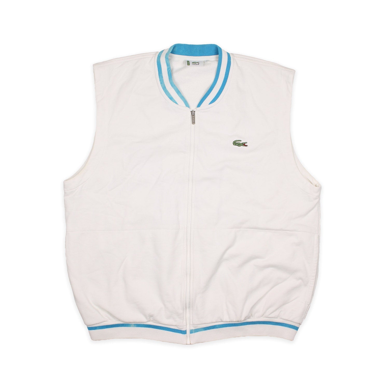 Lacoste Vintage Pullunder in Weiß Blau Größe L