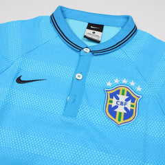 Nike Brasilien Polo Shirt Trikot Vintage - Farbe: LightSkyBlue - Größe: M - VintageR2