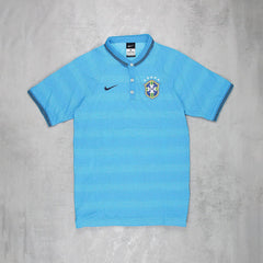 Nike Brasilien Polo Shirt Trikot Vintage - Farbe: LightSkyBlue - Größe: M - VintageR2