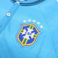 Nike Brasilien Polo Shirt Trikot Vintage - Farbe: LightSkyBlue - Größe: M - VintageR2