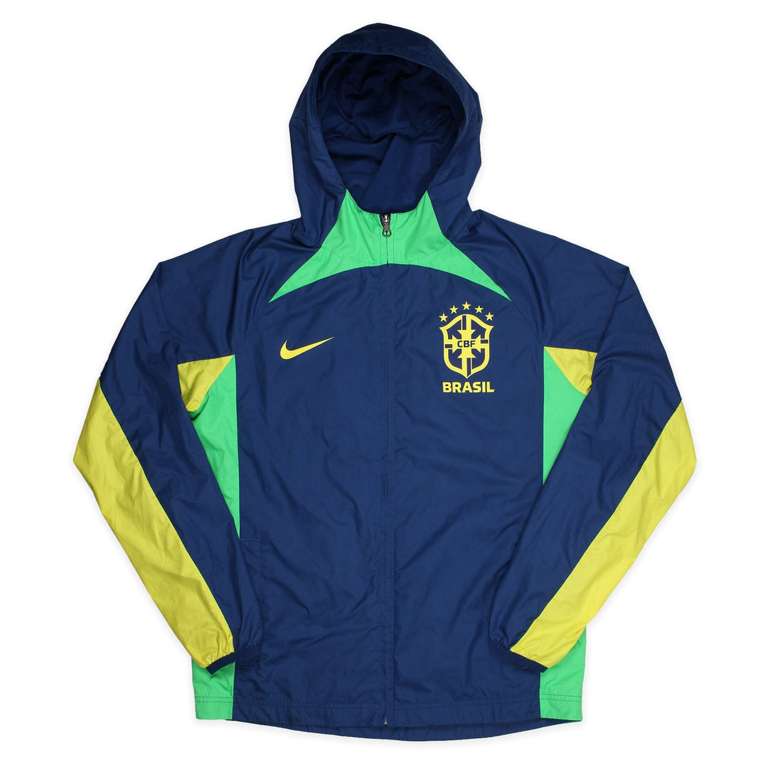 Nike Brasilien Vintage Regenjacke in Marineblau Grün Gelb Größe M