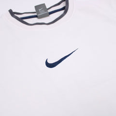 Nike Vintage Center Swoosh Gestreifter Sweater - Farbe: White - Größe: M - VintageR2