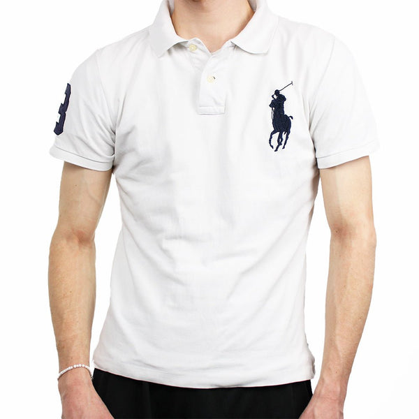 Ralph Lauren Big Pony Polo Shirt GroBe M Herren WeiB VintageR2