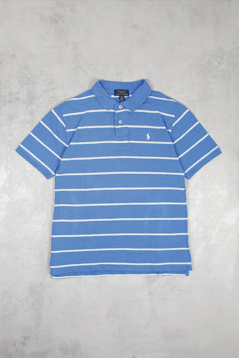 Ralph Lauren Polo Shirt gestreift - Farbe: LightSkyBlue - Größe: S - VintageR2