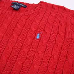 Ralph Lauren Vintage Pullover mit Zopfmuster - Farbe: Red - Größe: S - VintageR2