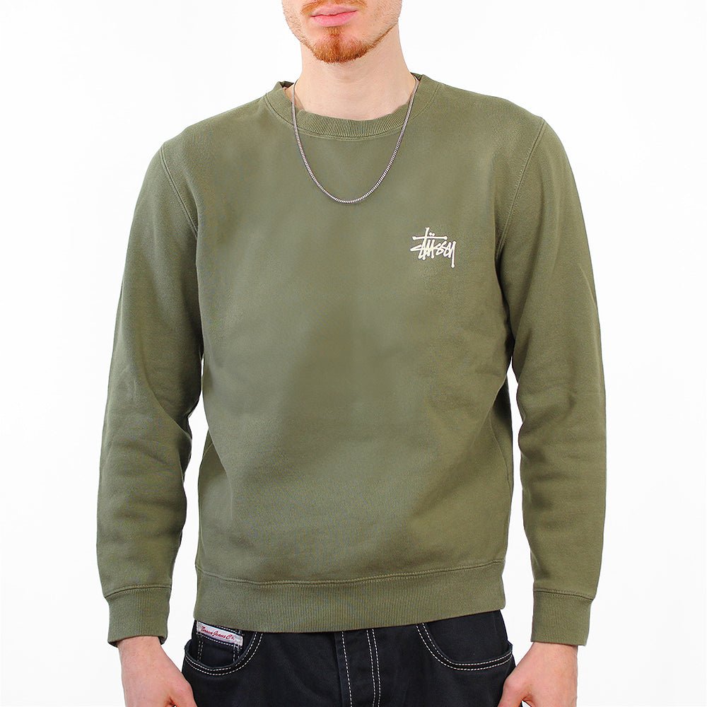 Stüssy Basic Pullover - Farbe: Olive - Größe: M - VintageR2