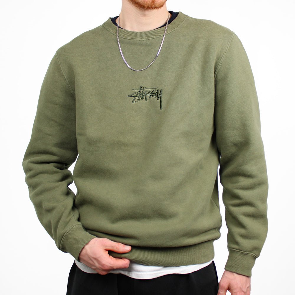 Stüssy middle Logo Pullover - Farbe: Olive - Größe: M - VintageR2