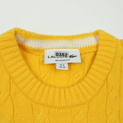 Lacoste Pullover mit Zopfmuster - Farbe: Gold - Größe: L - vintageR2