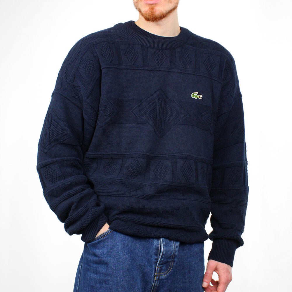 Lacoste Vintage Muster Sweater - Farbe: Navy - Größe: XXL - VintageR2