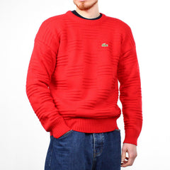 Lacoste Vintage Muster Sweater - Farbe: Red - Größe: M - VintageR2