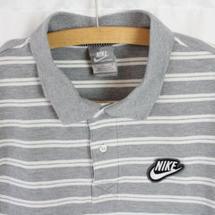 Nike Vintage gestreiftes Polo Shirt - Farbe: Grey - Größe: M - vintageR2