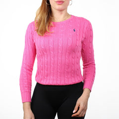 Ralph Lauren Pulli mit Zopfmuster - Farbe: Pink - Größe: S - VintageR2