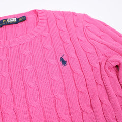 Ralph Lauren Pulli mit Zopfmuster - Farbe: Pink - Größe: S - VintageR2