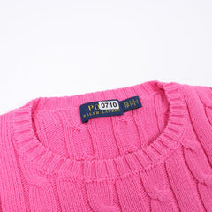 Ralph Lauren Pulli mit Zopfmuster - Farbe: Pink - Größe: S - VintageR2