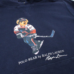 Ralph Lauren Teddybär Ice Hockey Hoodie - Farbe: Navy - Größe: XS - VintageR2